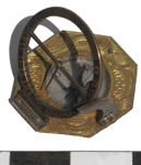 Early handmade brass compass with sundial